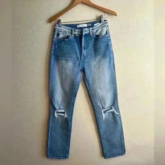Kancan distressed blue wash jeans 27 high rise ankle length - Picture 1 of 5